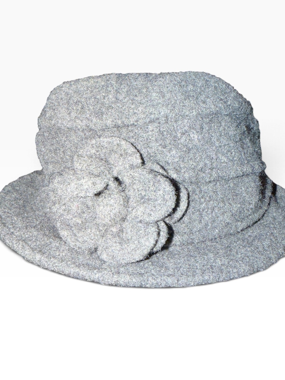 D&Y Gray Wool Flower Cloche Hat
